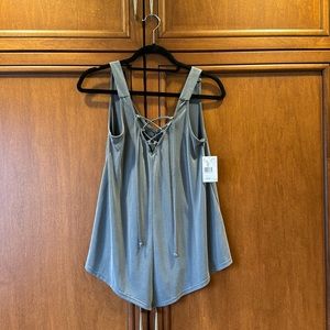 NWT Dry Goods Moa Moa Teal Lace Front Tank
